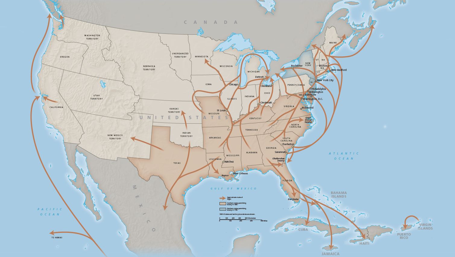 Map of the Underground Railroad, NPS
