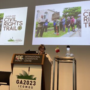 Kathleen Crowther presents the Cleveland Civil Rights Trail in a session devoted to commemorating and preserving civil rights sites.