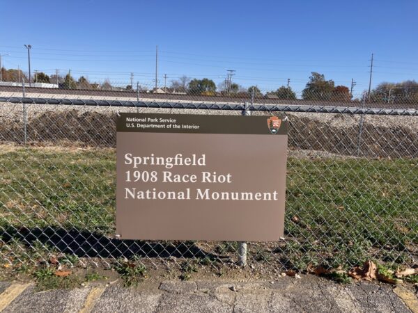 Sign at the 1908 Springfield Race Riot site